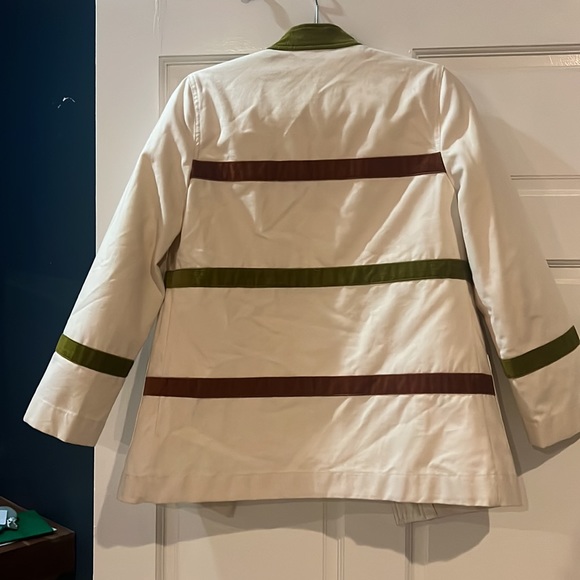 NWT Tory Burch Natural Cream Canvas and Corduroy Cadyn Coat, size 0 - Picture 7 of 8